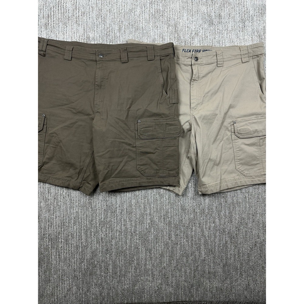 Lot Of 2 Duluth Trading Co Shorts Mens 42 Flex Fire Hose Cargo Relaxed Fit Brown